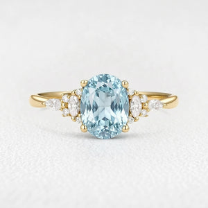 Celine’s Azure | 1.5CT Classic Oval Aquamarine Engagement Ring