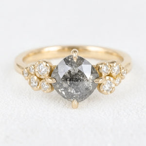 Astrid’s Stardust | 1.5CT Cushion Salt & Pepper Diamond Blossom Engagement Ring
