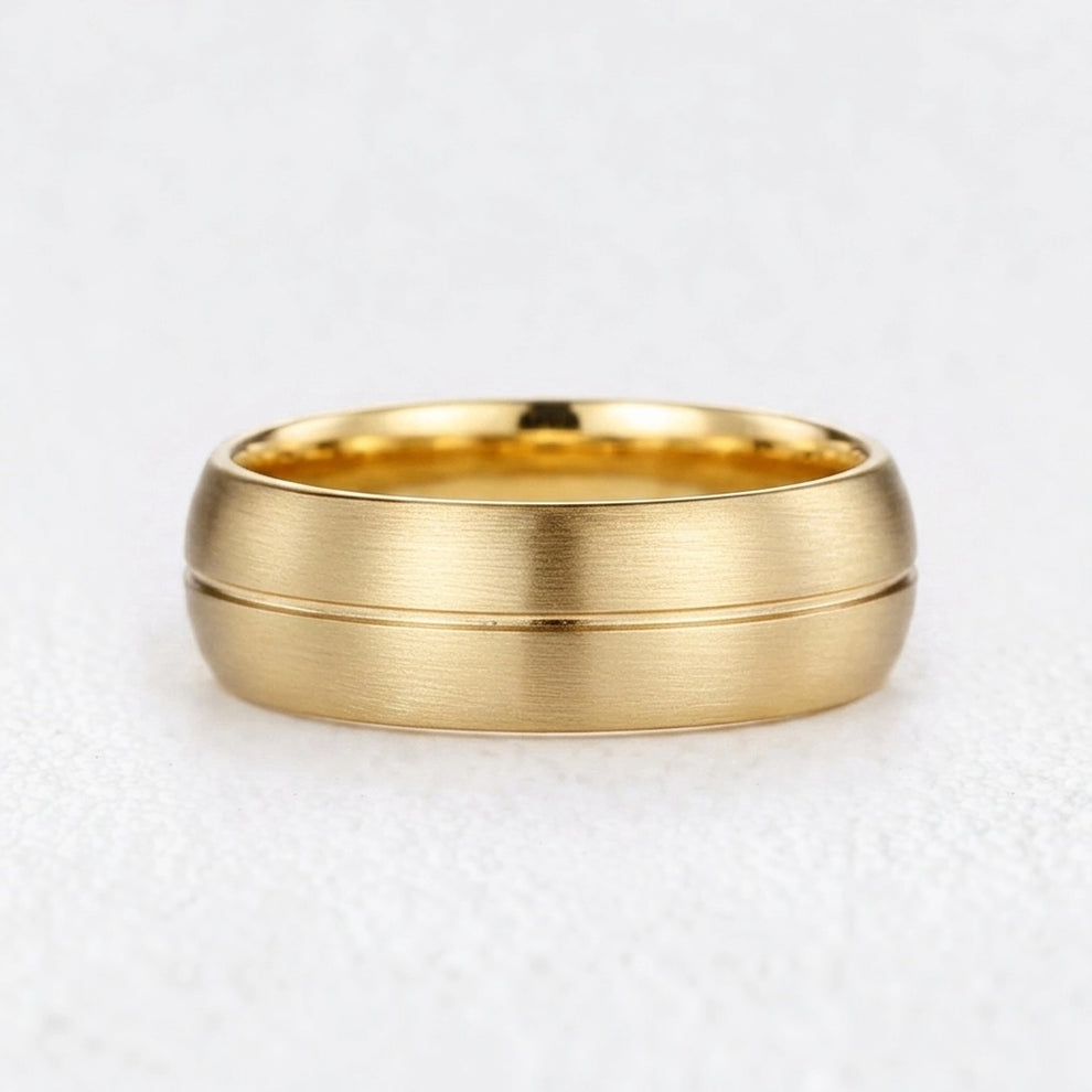 Atlas Vaulted | Architectural Brushed Men's Wedding Band.