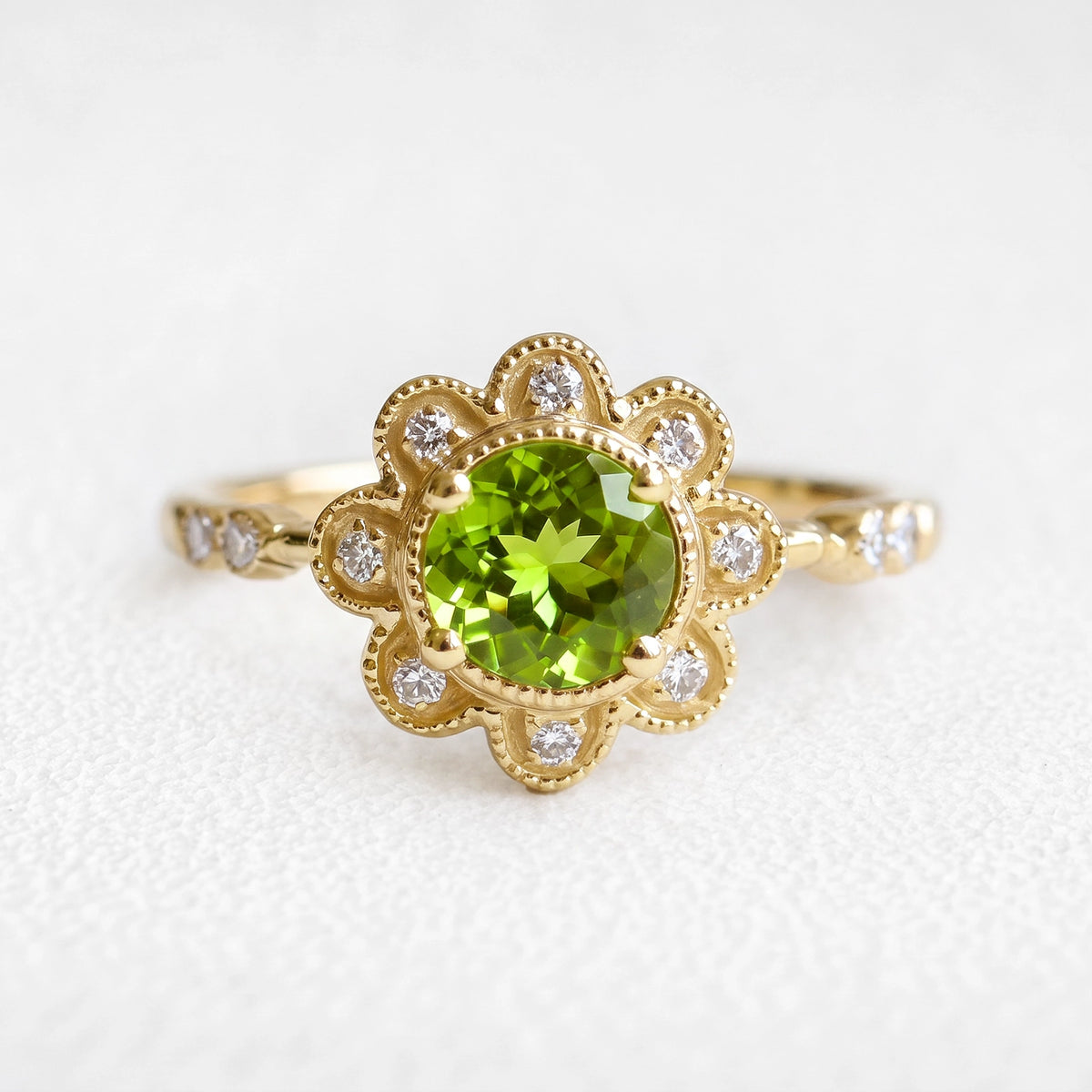 Isadora’s Jardin | Round Green Sapphire Engagement Ring