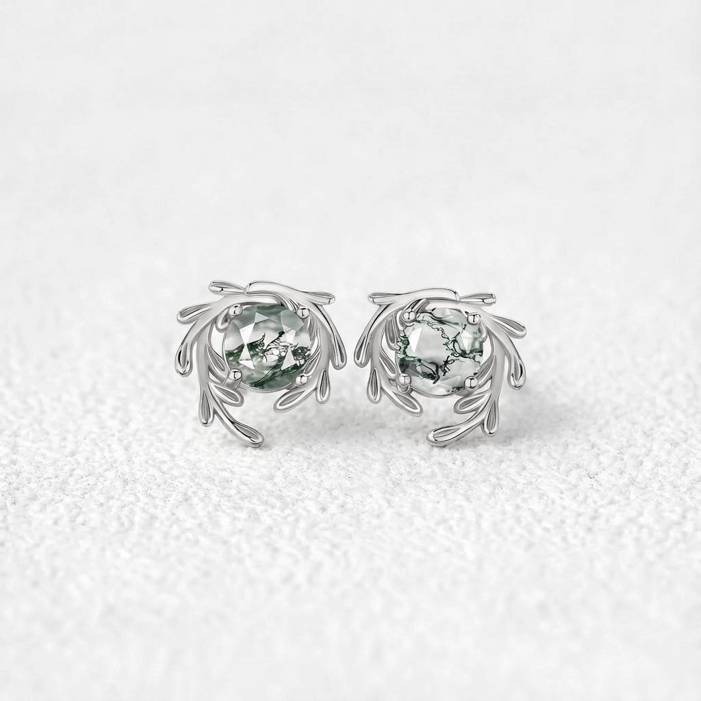Enchanted Moss Agate Stud Earrings.