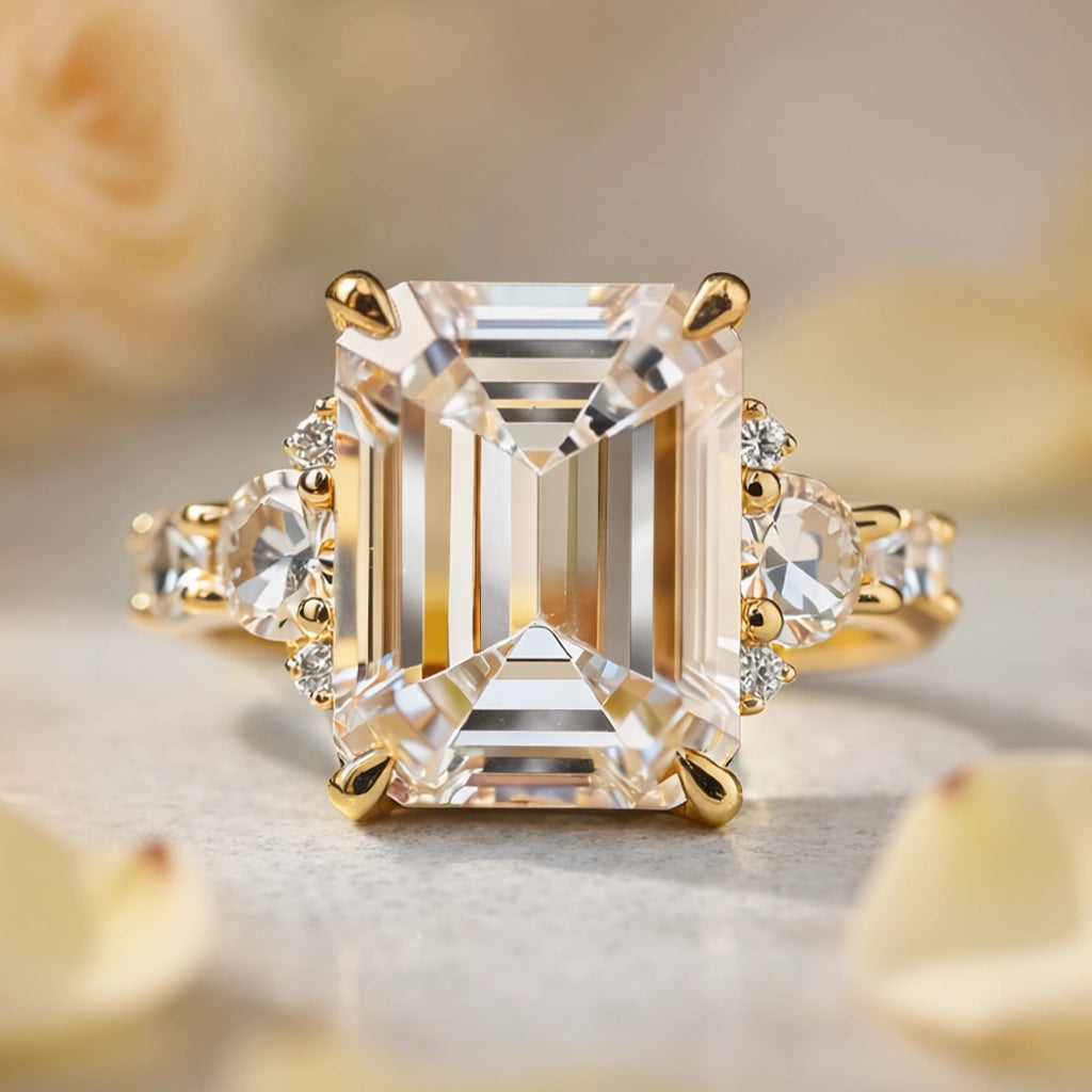 Lumina‘s Glow | 3CT Emerald Cut Moissanite Ring.