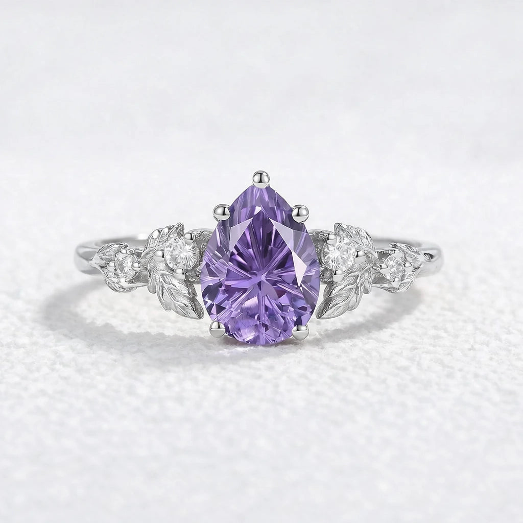 Daisy Promise｜Pear Shaped Purple Sapphire Engagement Ring.