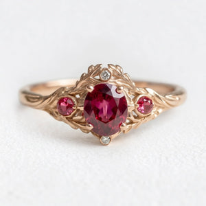 Rosalind’s Vine | Oval Ruby Vintage Engagement Ring.