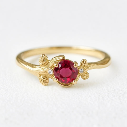 Vivienne’s Twig | Round Ruby Engagement Ring