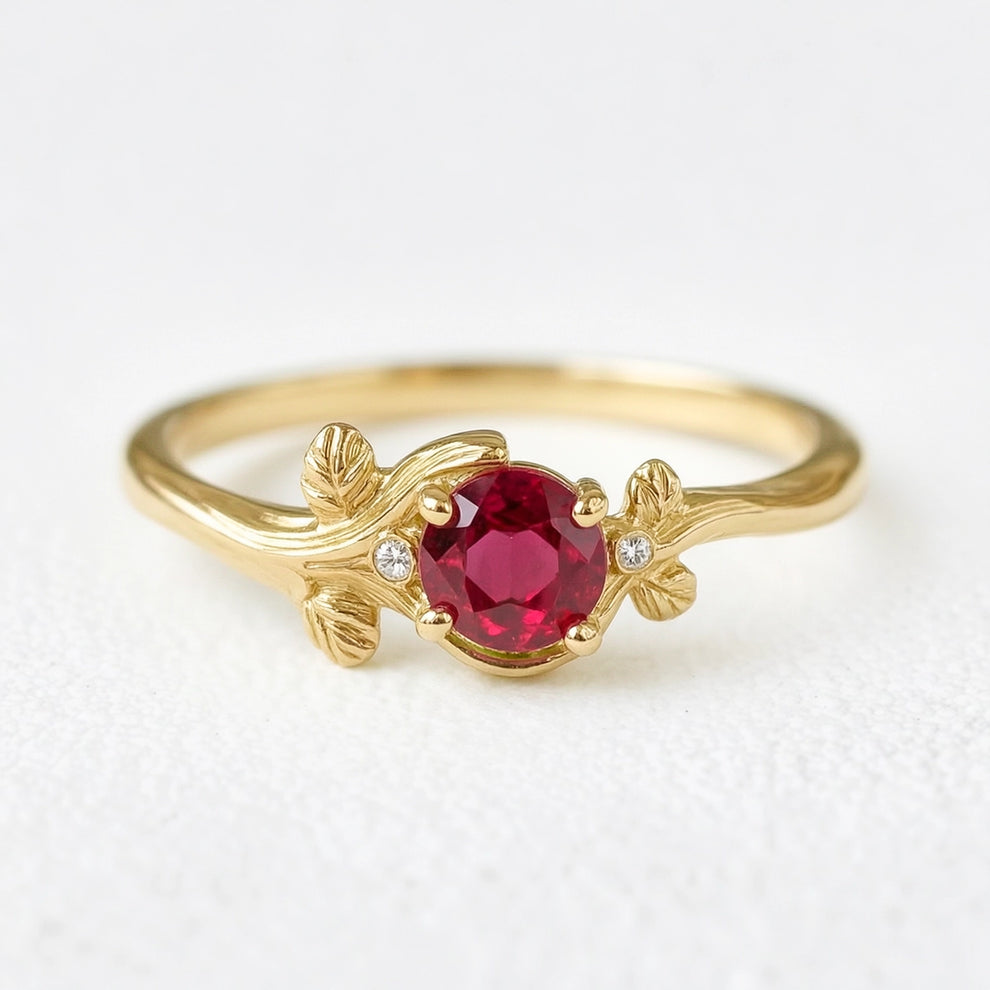 Vivienne’s Twig | Round Ruby Engagement Ring