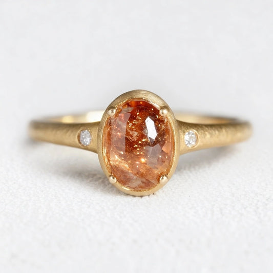 Golden Horizon | Round Sunstone Engagement Ring.