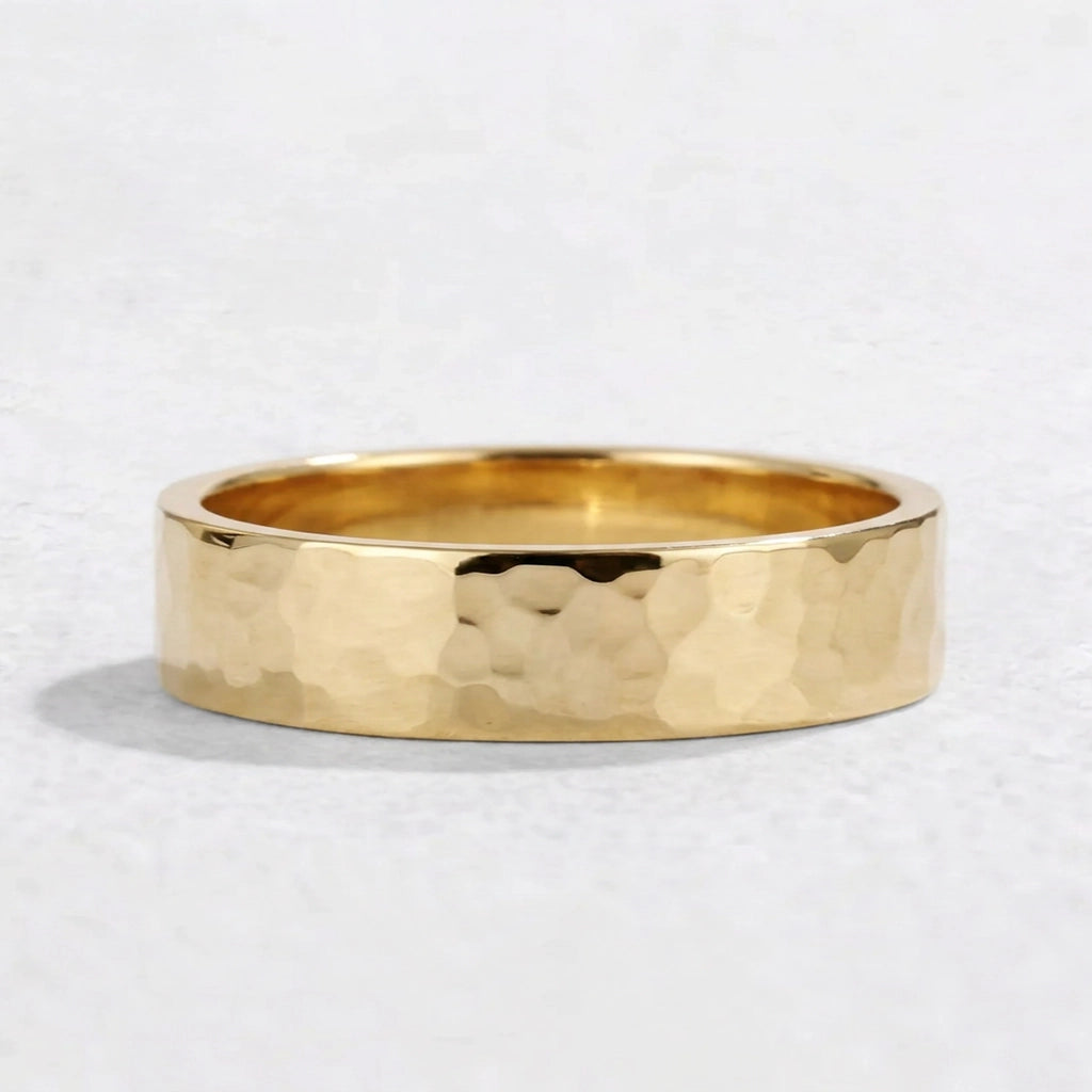 Hammered Forge | Metallic Grain Wedding Band.