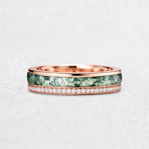 The Twin Rivers Band | Half-Bezel Horizon of Moss & Moissanite.