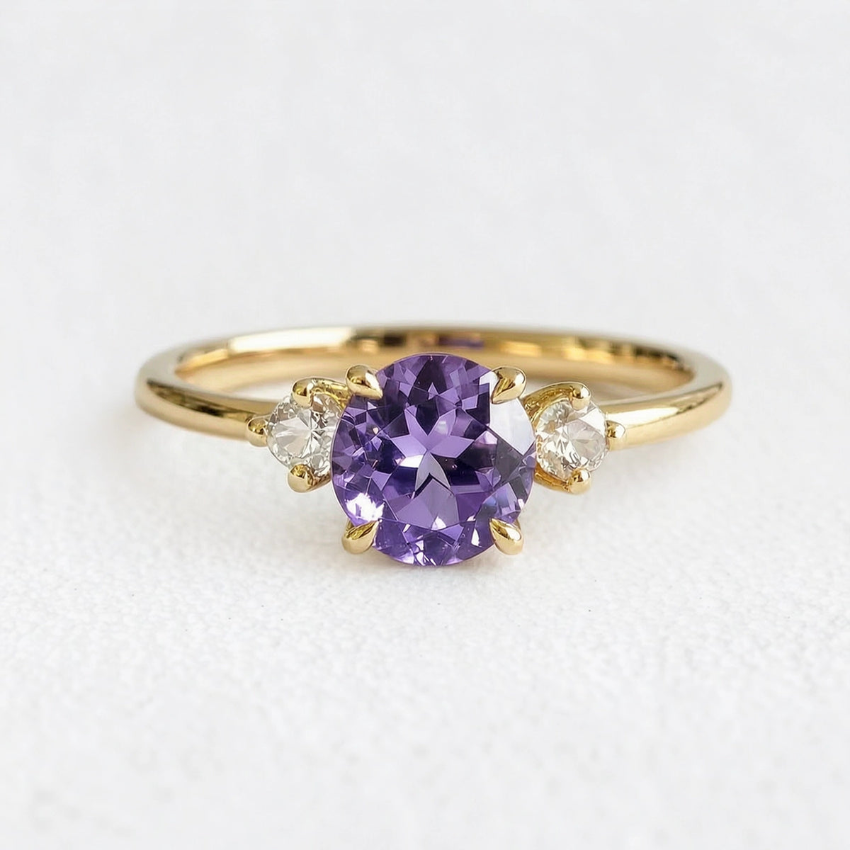 Velvet Twilight | Three-Stone Tanzanite & Moissanite Ring