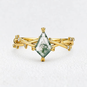 Sylvie’s Essence | Kite Cut Moss Agate Vine Engagement Ring