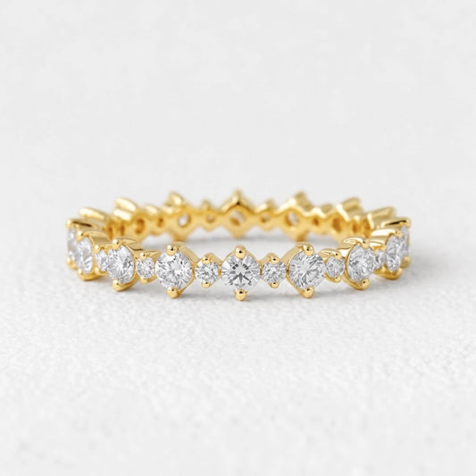 Dainty 0.1 CT Round Cut  Full-eternity Band Ring