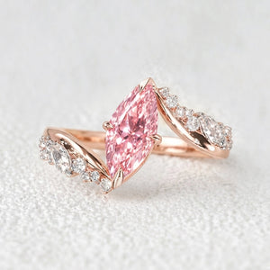Aurora’s Bypass | 3CT Marquise Cut Pink Sapphire Engagement Ring.