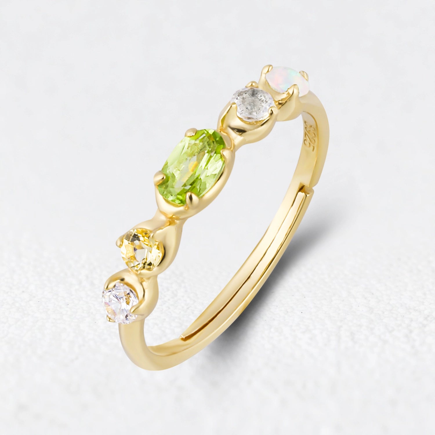 Adjustable Vintage Gold Peridot Stacking Ring