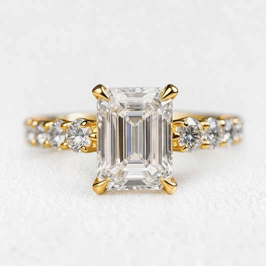 Audrey’s Epoch | 2CT Emerald Cut Diamond Solitaire Engagement Ring