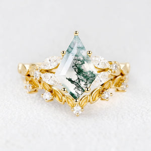 Genevieve’s Garland | Kite Moss Agate Foliage Vintage Bridal Duo