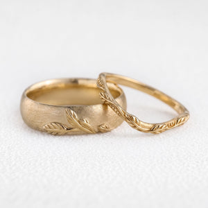 Josephine‘s Tangle | Sandblasted Branch & Curved Vine Couple Wedding Set