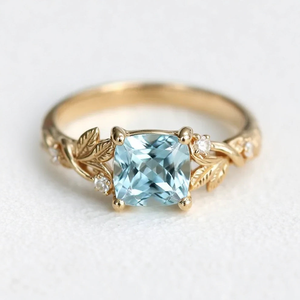 Marina's Cove | Cushion Cut Aquamarine Engagement Ring.