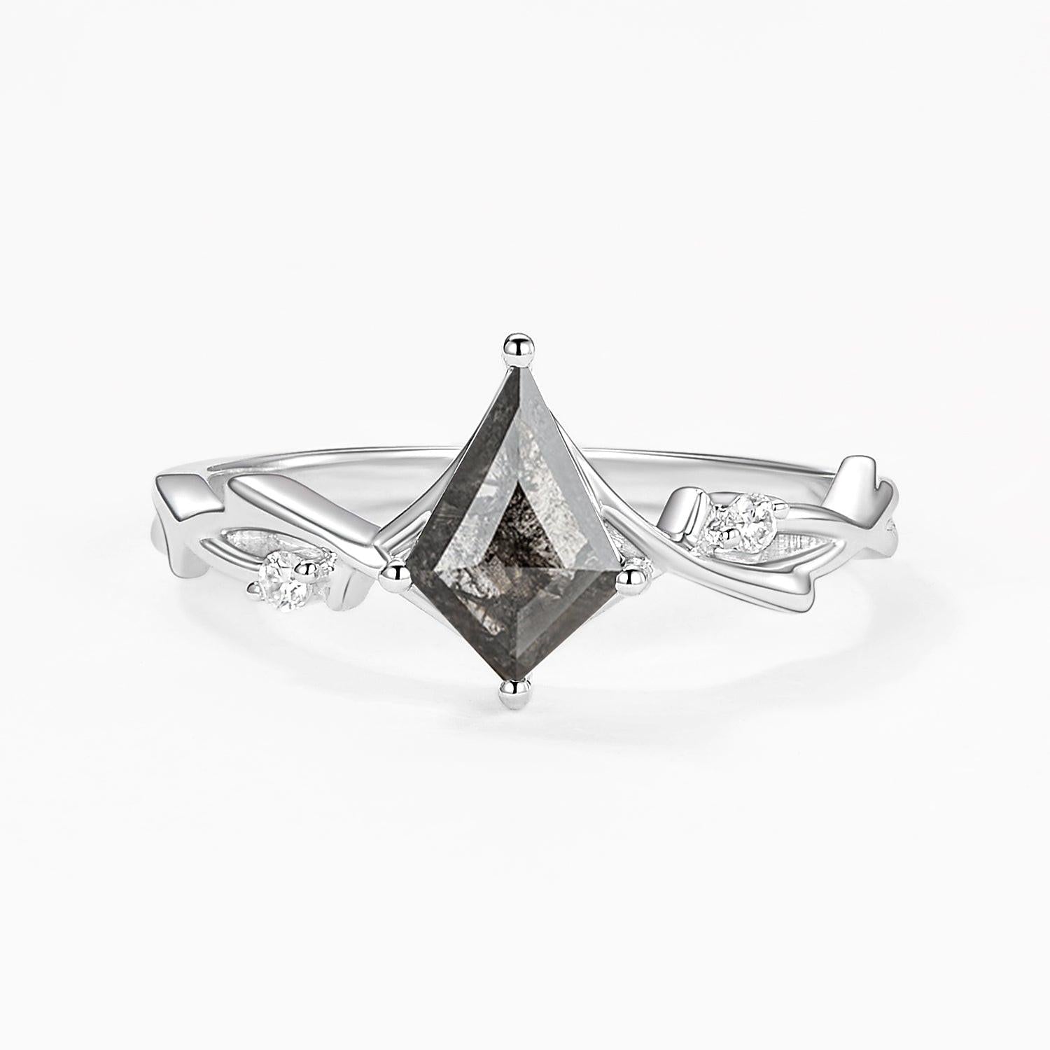 Branch Moss Agate Kite Cut Engagement Ring.