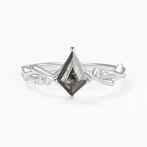 Branch Moss Agate Kite Cut Engagement Ring.
