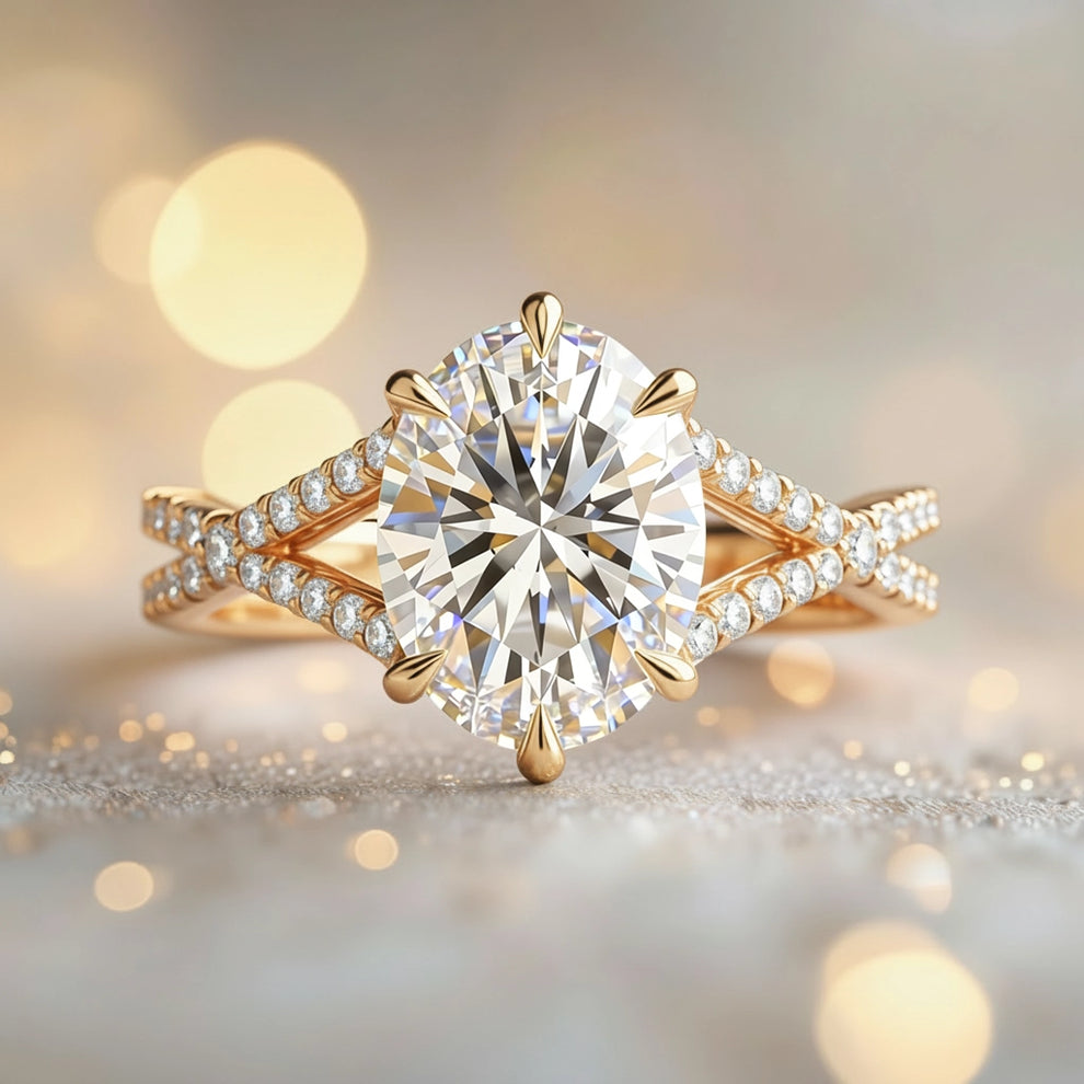 Arabella's Arc | Oval Moissanite Split-Shank Ring.
