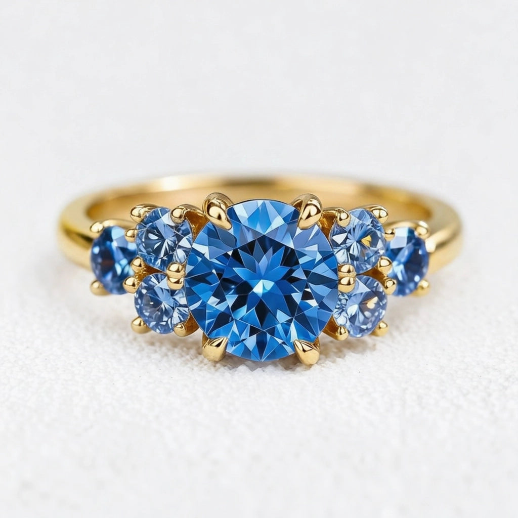 Luciana’s Evermore | 1CT Round Blue Sapphire Engagement Ring