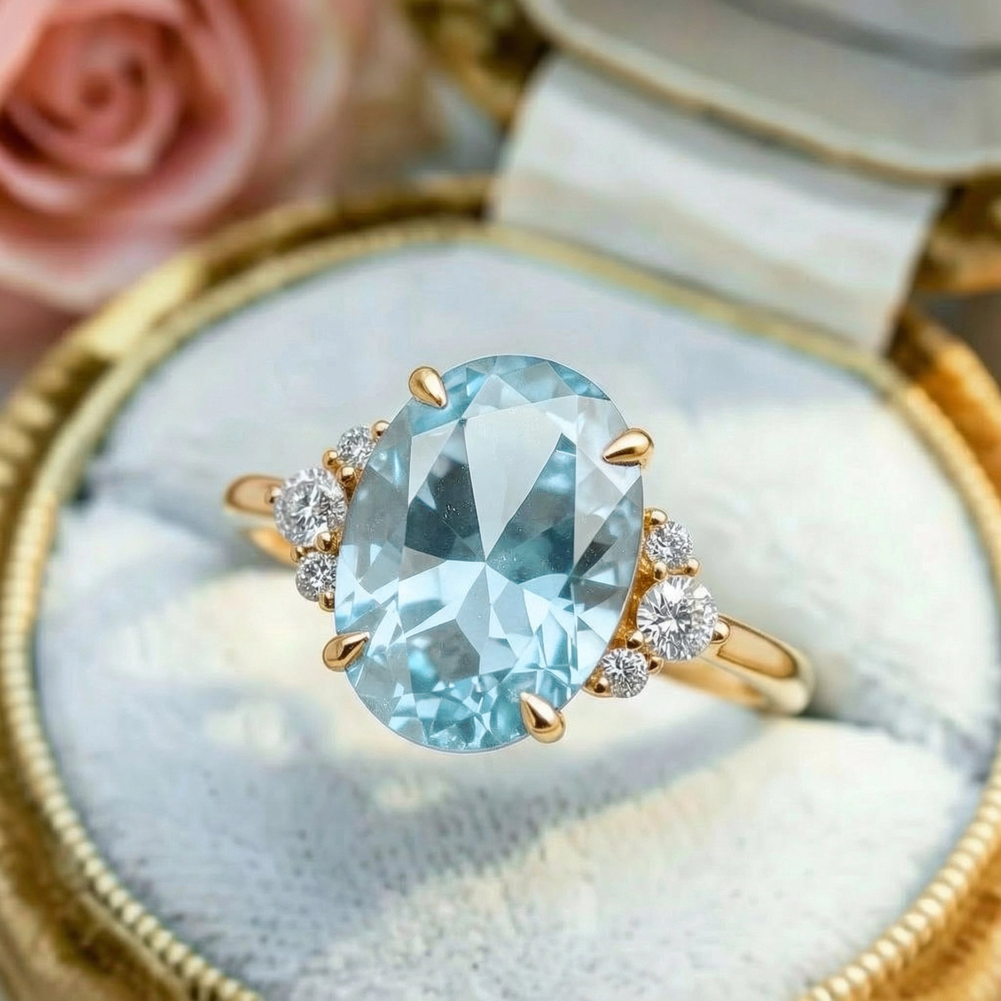 Luna‘s Deep | 2CT Oval Blue Solitaire Ring.