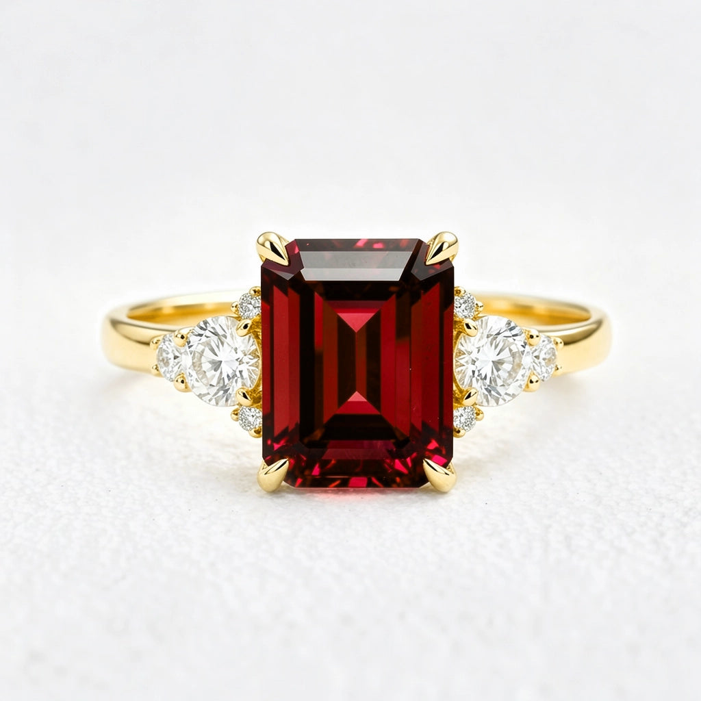 Scarlett’s Crimson | 2CT Emerald Cut Ruby Engagement Ring