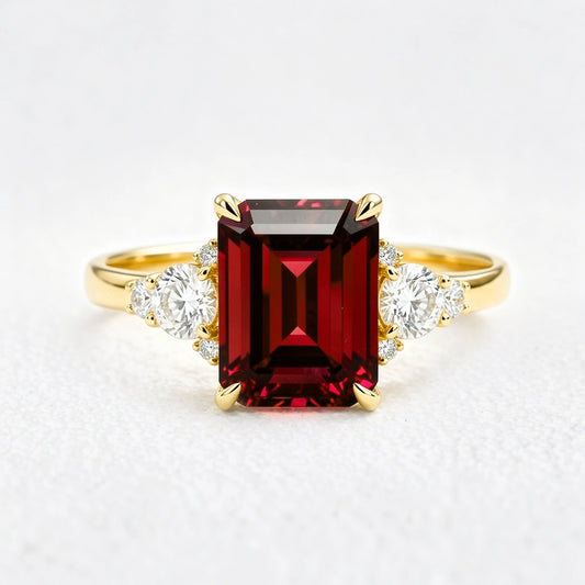 Scarlett’s Crimson | 2CT Emerald Cut Ruby Engagement Ring