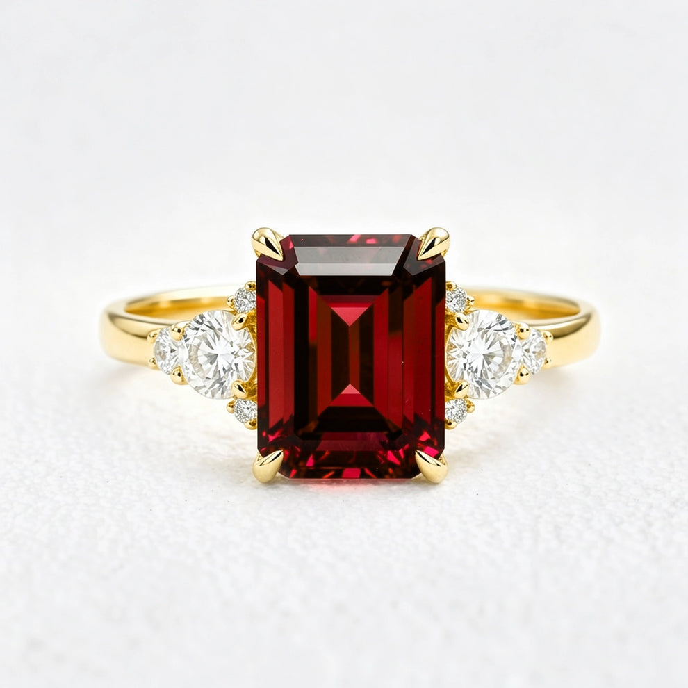 Scarlett’s Crimson | 2CT Emerald Cut Ruby Engagement Ring