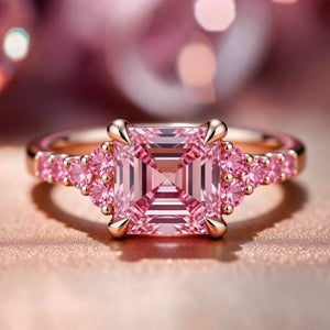 Mia's Charm | Asscher Cut Pink Sapphire Ring.
