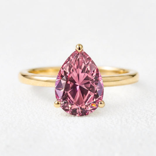 Celina's Reverie | 3CT Pear Cut Pink Sapphire Solitaire Engagement Ring