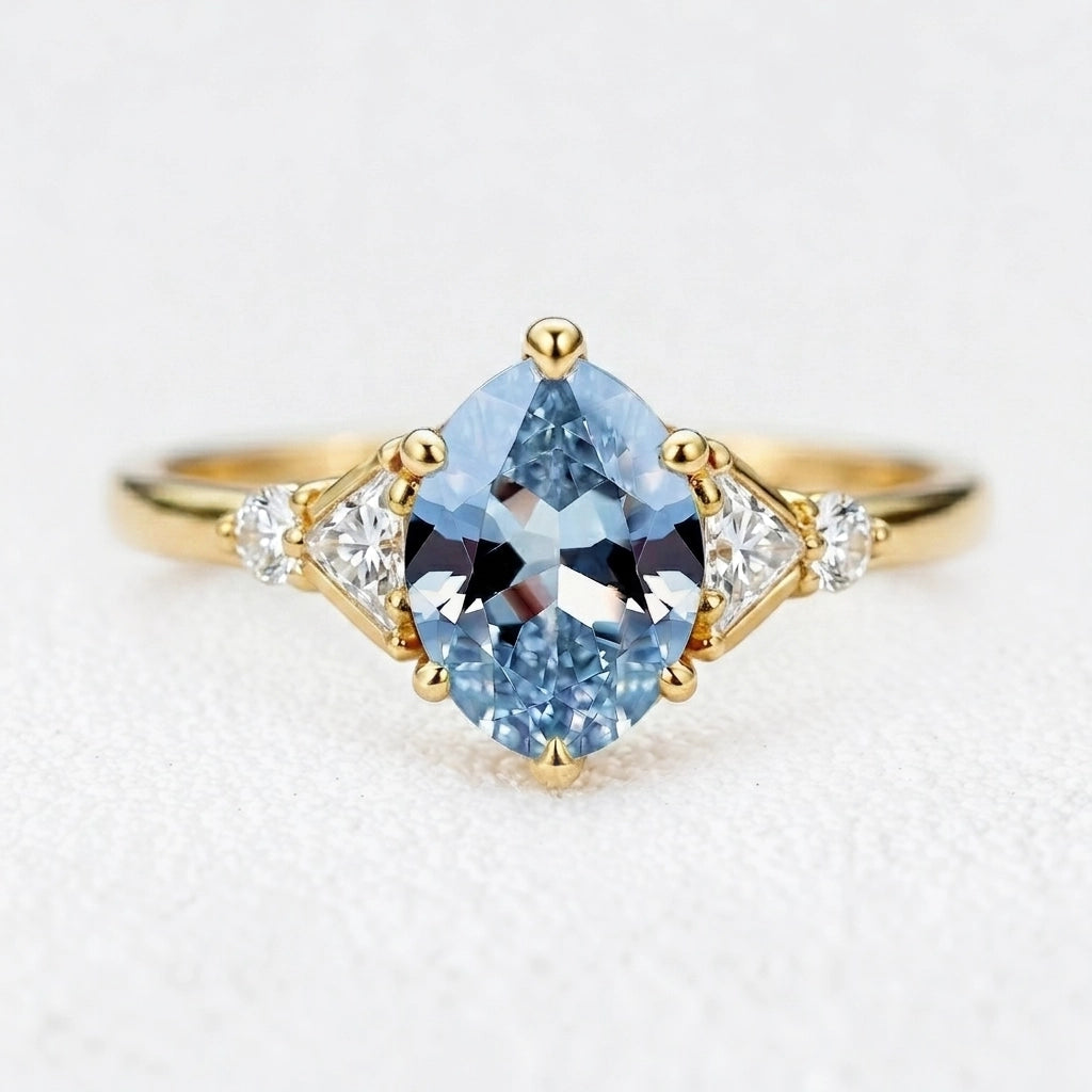 Aurora’s Tide | 2CT Oval Aquamarine Solitaire Engagement Ring