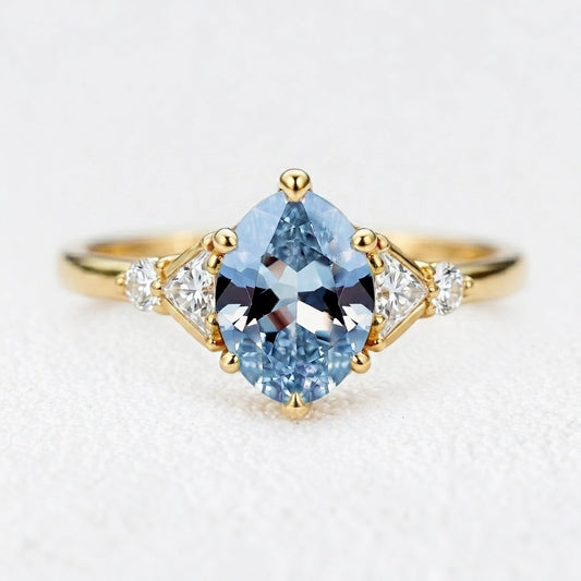 The Aurora Belle | 2CT Oval Blue Gemstone Ring