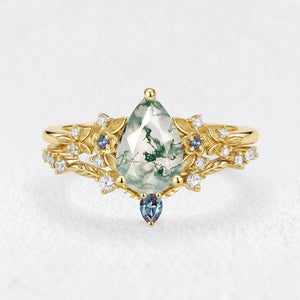 Isadora’s Verdant | Pear Moss Agate Floral Bridal Duo