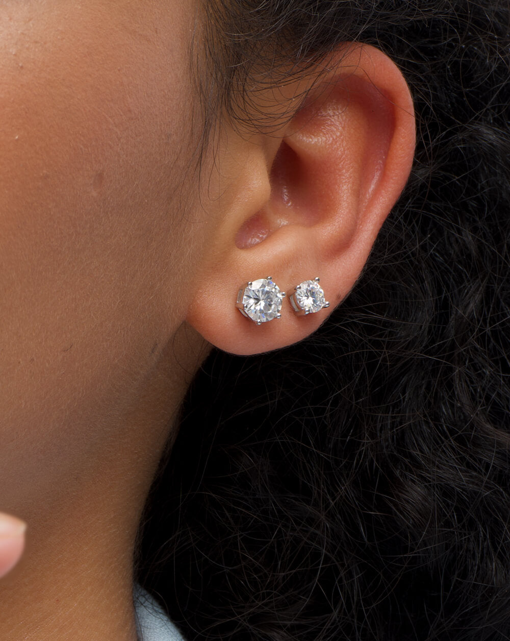Round 6 Claw Sparkle Silver Moissanite Solitaire Stud Earrings-Unisex