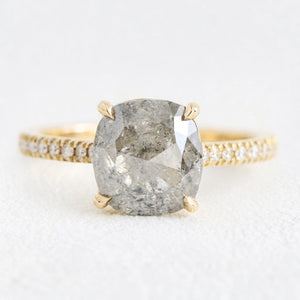 Astrid’s Stardust | 2CT Cushion Salt & Pepper Diamond Pavé Engagement Ring