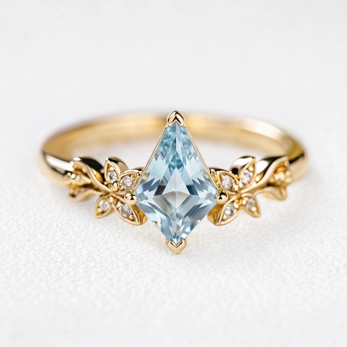 Marina’s Foliage | Kite Blue Aquamarine Botanical Engagement Ring