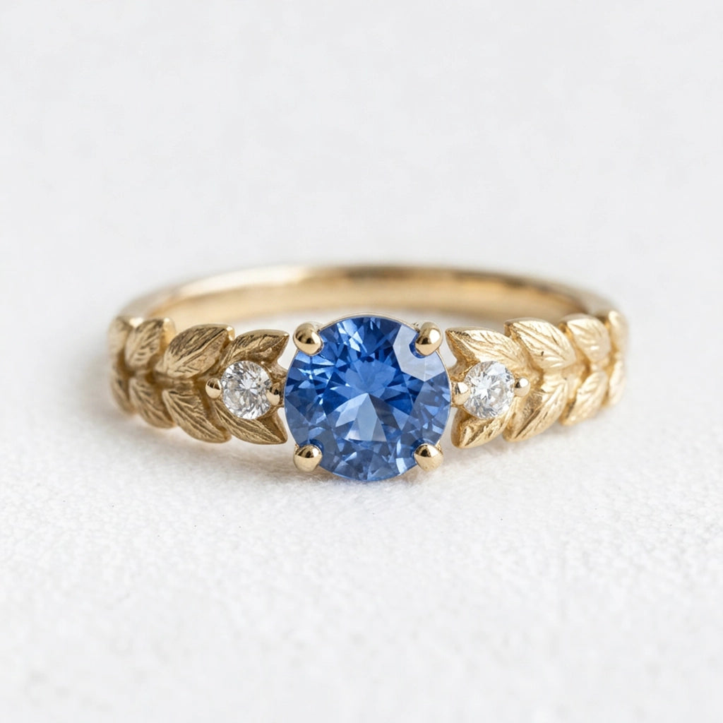 Iris’s Twilight | Blue Sapphire Solitaire Engagement Ring.