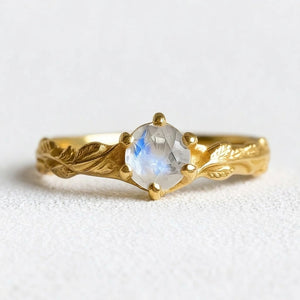 Aurora’s Moonvine | Moonstone Engagement Ring with Vine Motif.