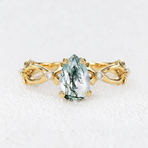 Genevieve’s Twine | Pear Moss Agate Foliage Engagement Ring