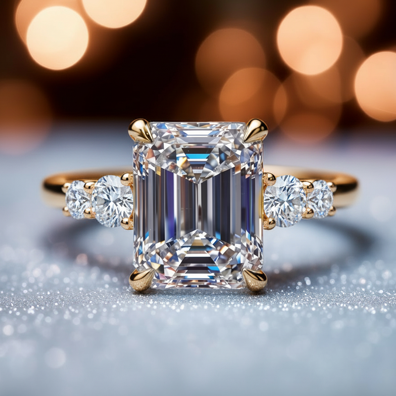Aurora‘s Prism | 2CT Emerald Cut Moissanite Ring.