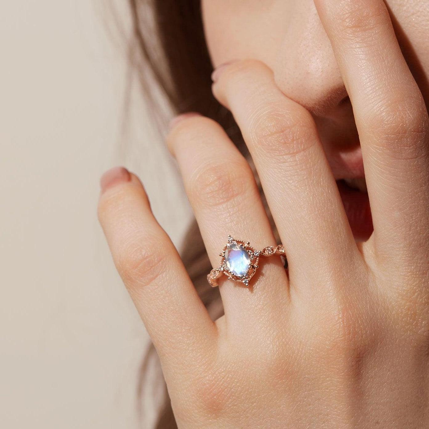 Charlotte’s Mistveil | 1.5ct Lab Opal Vintage Engagement Ring.