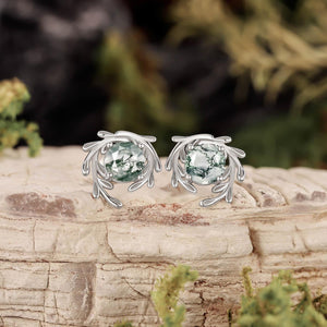 Enchanted Moss Agate Stud Earrings.