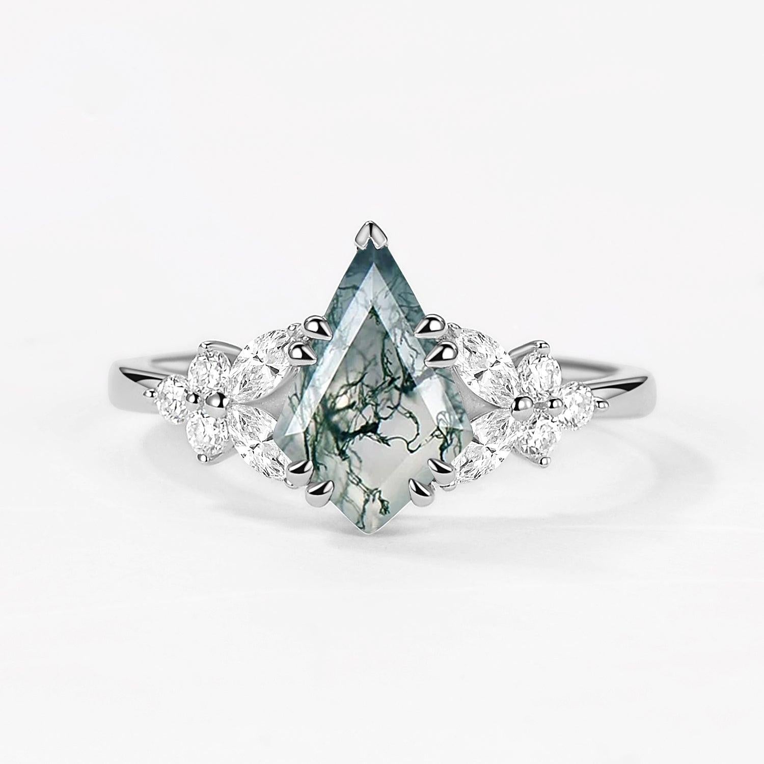 1.5ct Kite Moss Agate Engagement Ring.