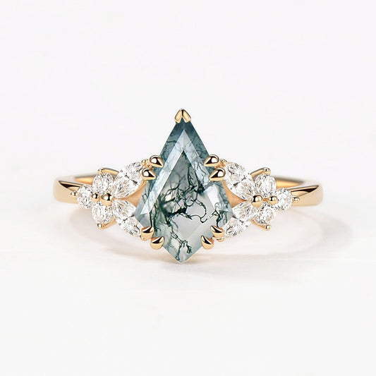 1.5ct Kite Moss Agate Engagement Ring.