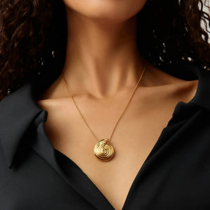 18K Gold Vermeil Spiral Large Pendant Necklace.