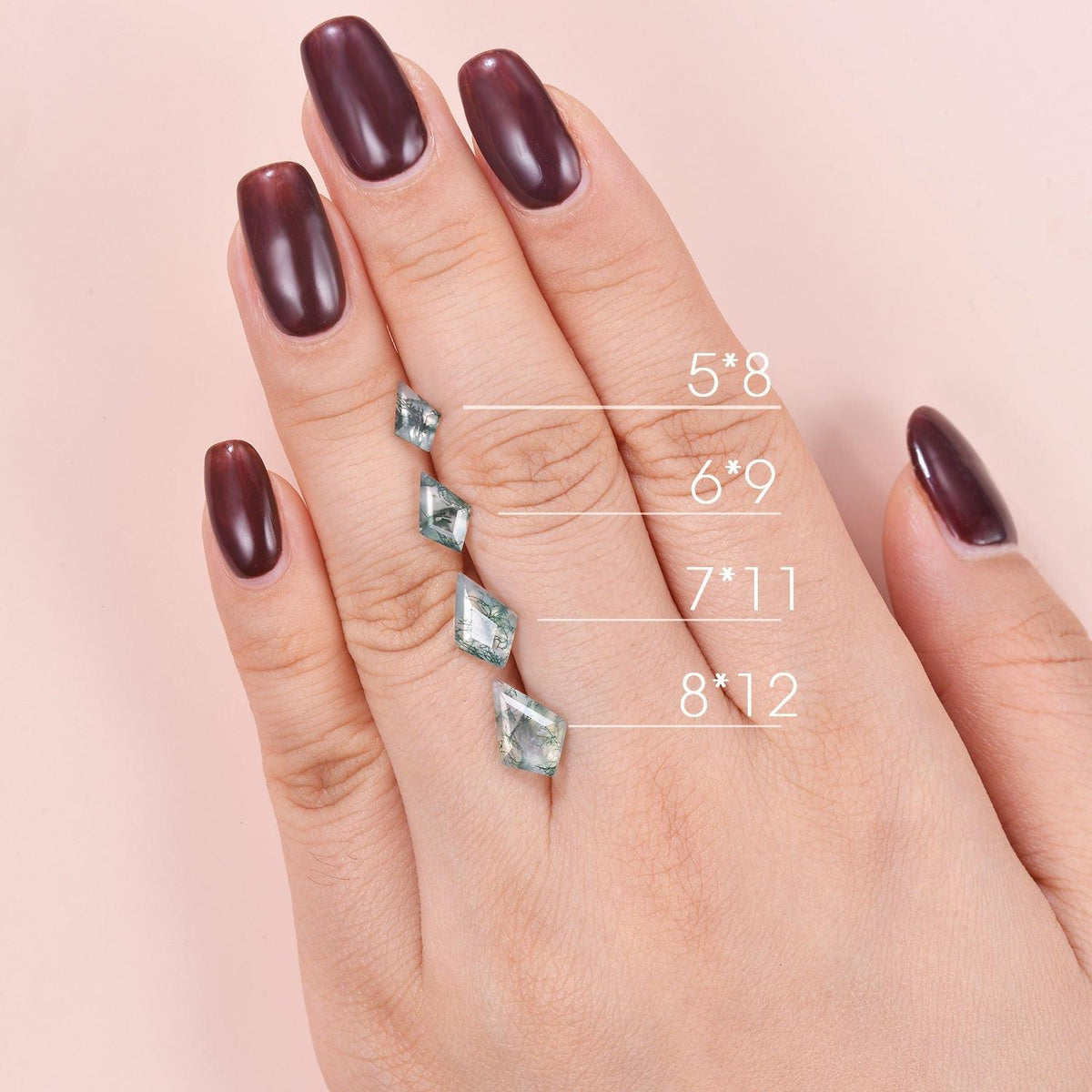 Thalia’s Glade | Vintage Kite Cut Moss Agate Couple Ring Set 3pcs.
