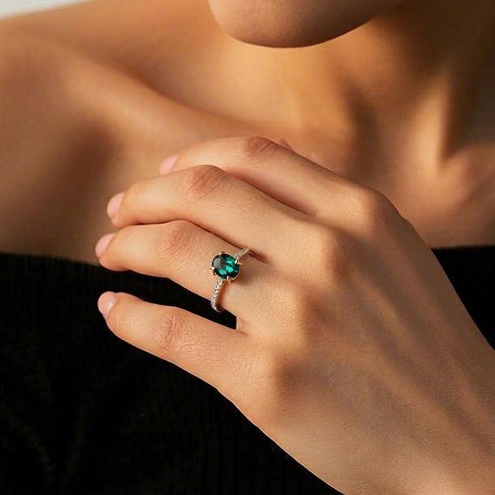 Vera's Grace | Vintage Oval Cut Natural Emerald Ring.