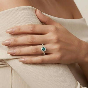 Stella’s Twilight | Blue Sapphire Halo Engagement Ring.